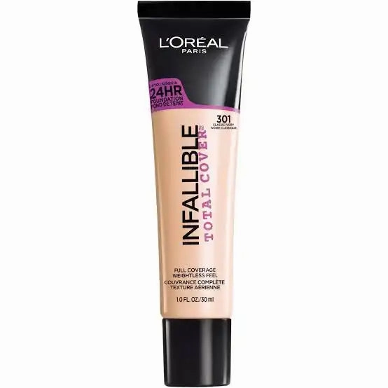 L'Oreal Paris Infallible Total Cover Liquid Foundation, Natural Beige, 1 fl oz