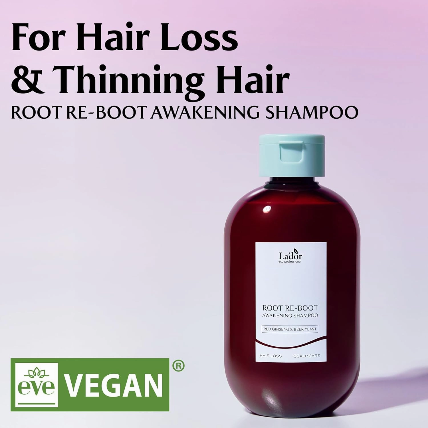 LA'DOR Root Re-boot Refreshing Hair Loss Relief Shampoo Awakening w/Biotin Red Ginseng & Beer Yeast - Shine, Deep Cleansing for Normal Hair, Korean Haircare 10oz