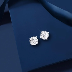 Lab-Grown Diamond Stud Earrings With Unique laser engraved Diamond ID, Set In Platinum, White Gold or Yellow Gold - D Color, VVS2 Clarity, IGI Certified Lab-Grown Diamonds - Available in 1 to 5 CTTW