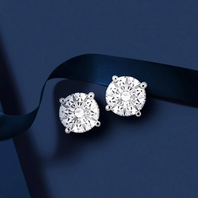 Lab-Grown Diamond Stud Earrings With Unique laser engraved Diamond ID, Set In Platinum, White Gold or Yellow Gold - D Color, VVS2 Clarity, IGI Certified Lab-Grown Diamonds - Available in 1 to 5 CTTW