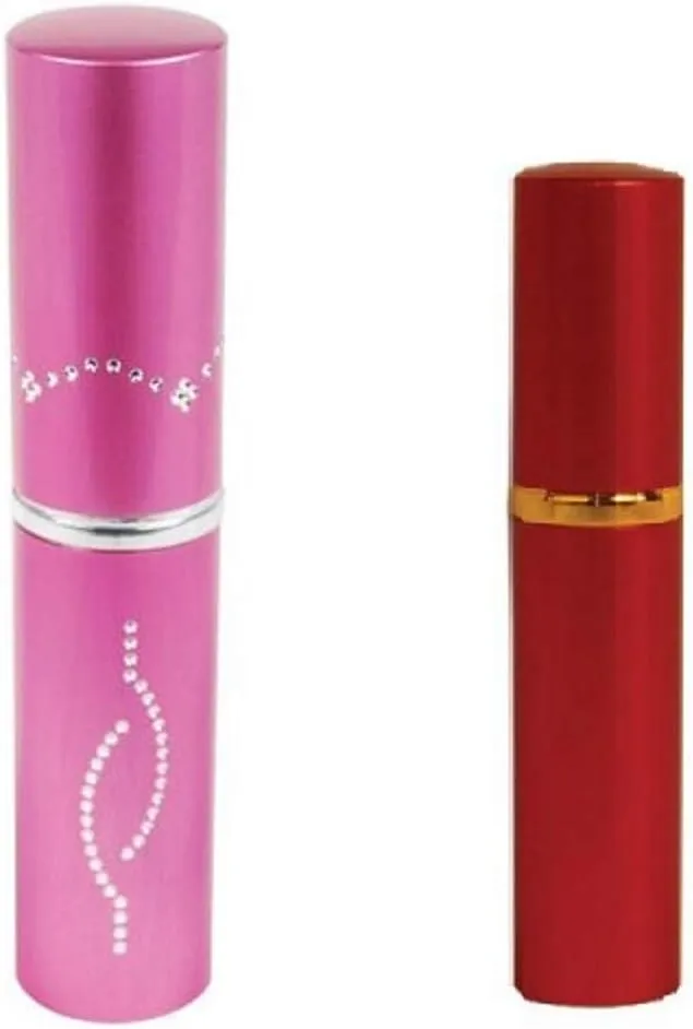 Ladies Self Defense Protection Bundle - Stun Master Lipstick Stun Gun (Pink) Plus Pepper Shot Lipstick Pepper Spray (RED)