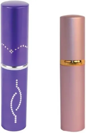 Ladies Self Defense Protection Bundle - Stun Master Lipstick Stun Gun (Purple) Plus Pepper Shot Lipstick Pepper Spray (Pink)