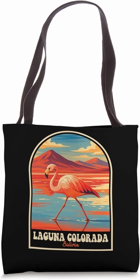 Laguna Colorada Bolivia Flamingo Retro Travel Adventure Art Tote Bag