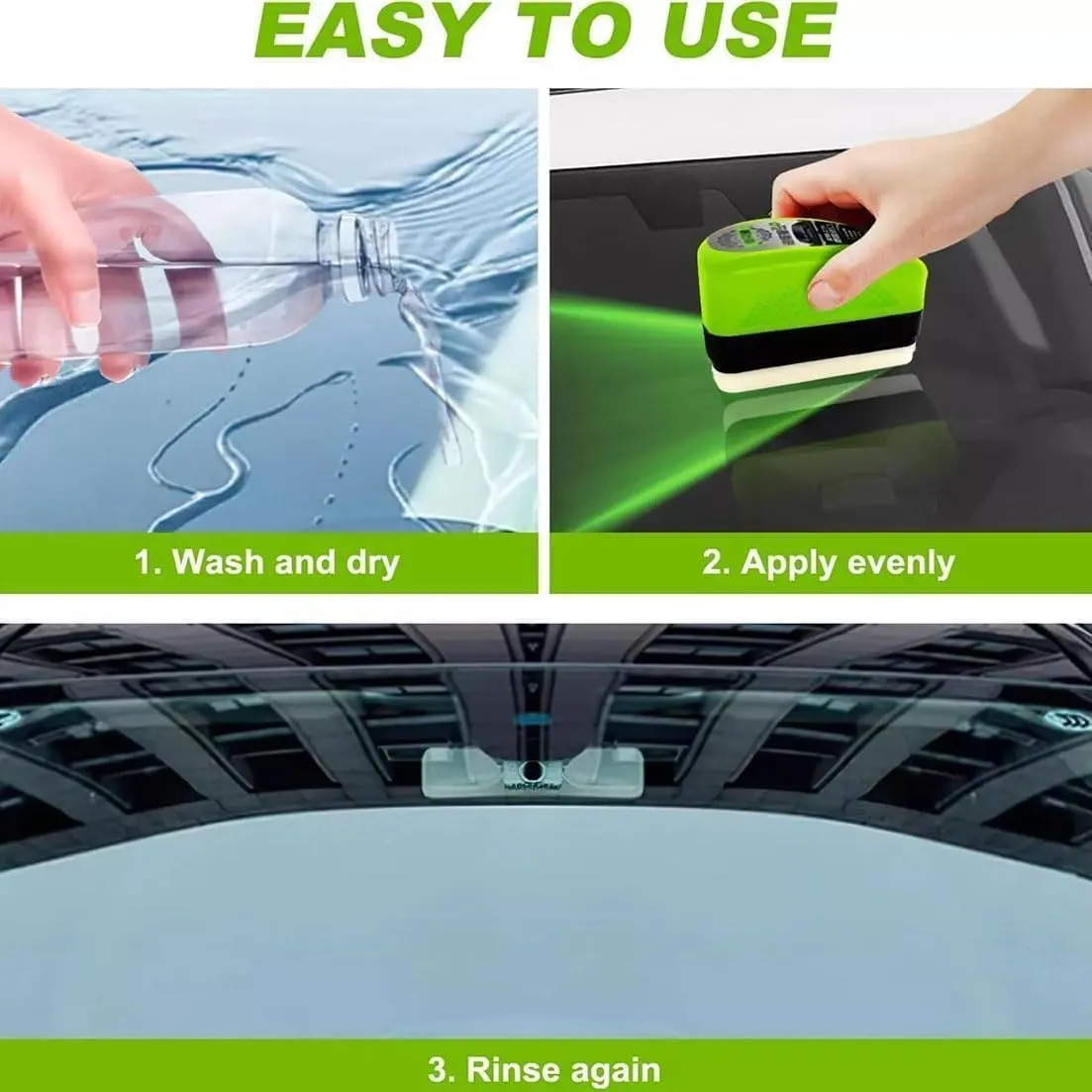 Laixa Glass Cleaner, Laixa Car Cleaning Wipe, Laixa Car Glass Oul Film Cleaning Brush, Oil-Free Car Glass Brush, Hydrophobic Cleaner, Clear Vision Clearview Windshield Shield Glass Clean (Green*1)