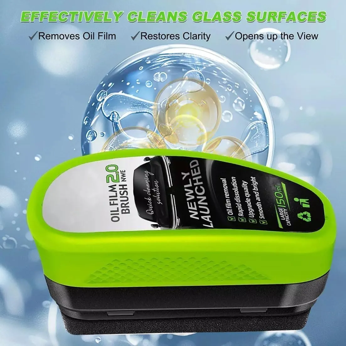 Laixa Glass Cleaner, Laixa Car Cleaning Wipe, Laixa Car Glass Oul Film Cleaning Brush, Oil-Free Car Glass Brush, Hydrophobic Cleaner, Clear Vision Clearview Windshield Shield Glass Clean (Green*1)