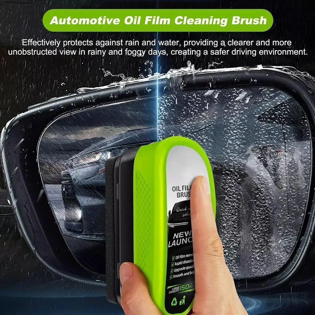 Laixa Glass Cleaner, Laixa Car Cleaning Wipe, Laixa Car Glass Oul Film Cleaning Brush, Oil-Free Car Glass Brush, Hydrophobic Cleaner, Clear Vision Clearview Windshield Shield Glass Clean (Green*1)