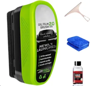 Laixa Glass Cleaner, Laixa Car Cleaning Wipe, Laixa Car Glass Oul Film Cleaning Brush, Oil-Free Car Glass Brush, Hydrophobic Cleaner, Clear Vision Clearview Windshield Shield Glass Clean (Green*1)