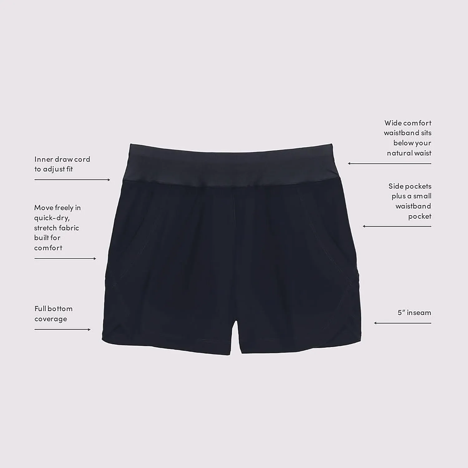 Lands' End Women's 5" Quick Dry Elastic Waist Board Shorts Swim Cover-up Shorts