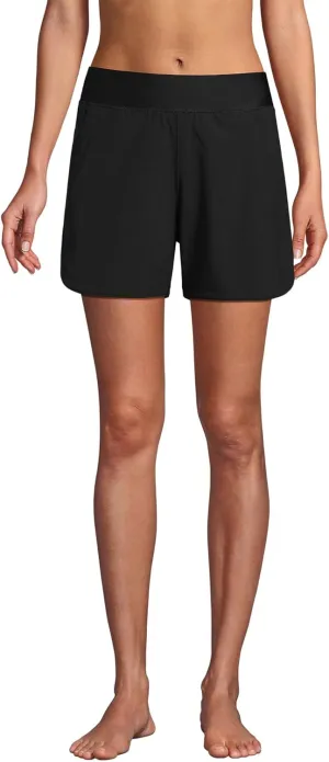 Lands' End Women's 5" Quick Dry Elastic Waist Board Shorts Swim Cover-up Shorts