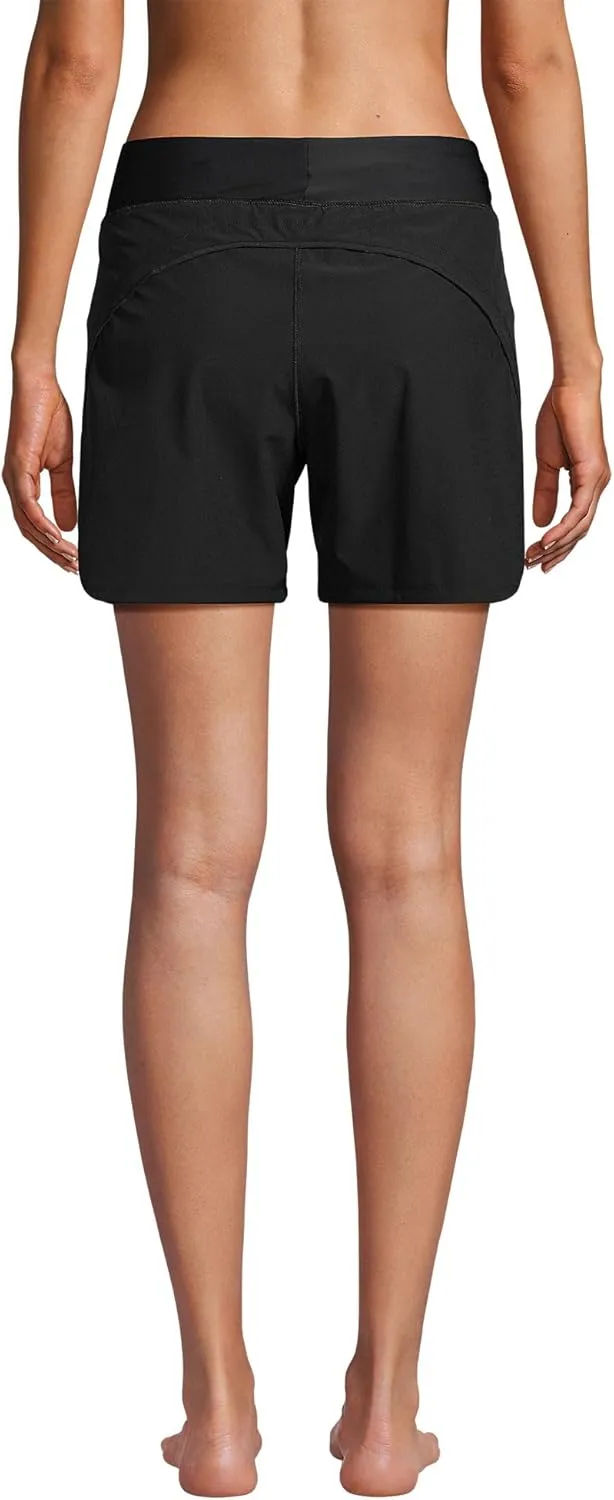 Lands' End Women's 5" Quick Dry Elastic Waist Board Shorts Swim Cover-up Shorts