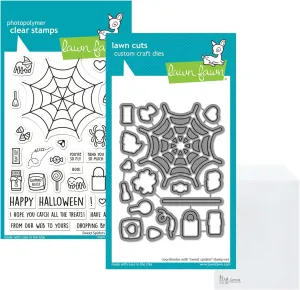 Lawn Fawn Sweet Spiders 4" x6' Clear Stamp Set and Coordinating Dies, Carnora Storage Pocket
