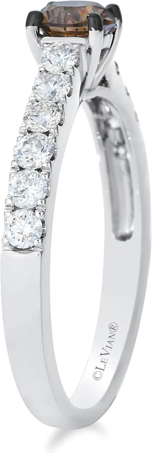 LE VIAN 3/4 or 1 Carat Chocolate Diamond Engagement Ring for Women I 14k Gold Promise Ring for Her (Brown/H-I, SI2-SI3, 0.75 or 1.00 cttw) Clear Diamond Accents Wedding Anniversary Band Size 6 to 8