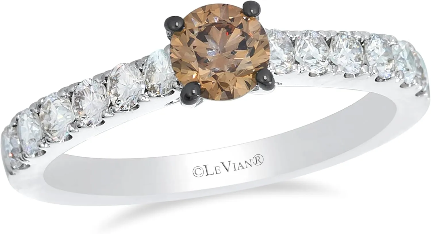 LE VIAN 3/4 or 1 Carat Chocolate Diamond Engagement Ring for Women I 14k Gold Promise Ring for Her (Brown/H-I, SI2-SI3, 0.75 or 1.00 cttw) Clear Diamond Accents Wedding Anniversary Band Size 6 to 8