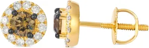 Le Vian 3/4 to 1 Carat Chocolate Diamond Round Halo Stud Earrings for Women I 14k Gold Studs for Her (Brown/H-I, SI2-SI3, 0.71 or 1.01 cttw) 4-Prong Setting Diamond Earrings I Screw Back Studs