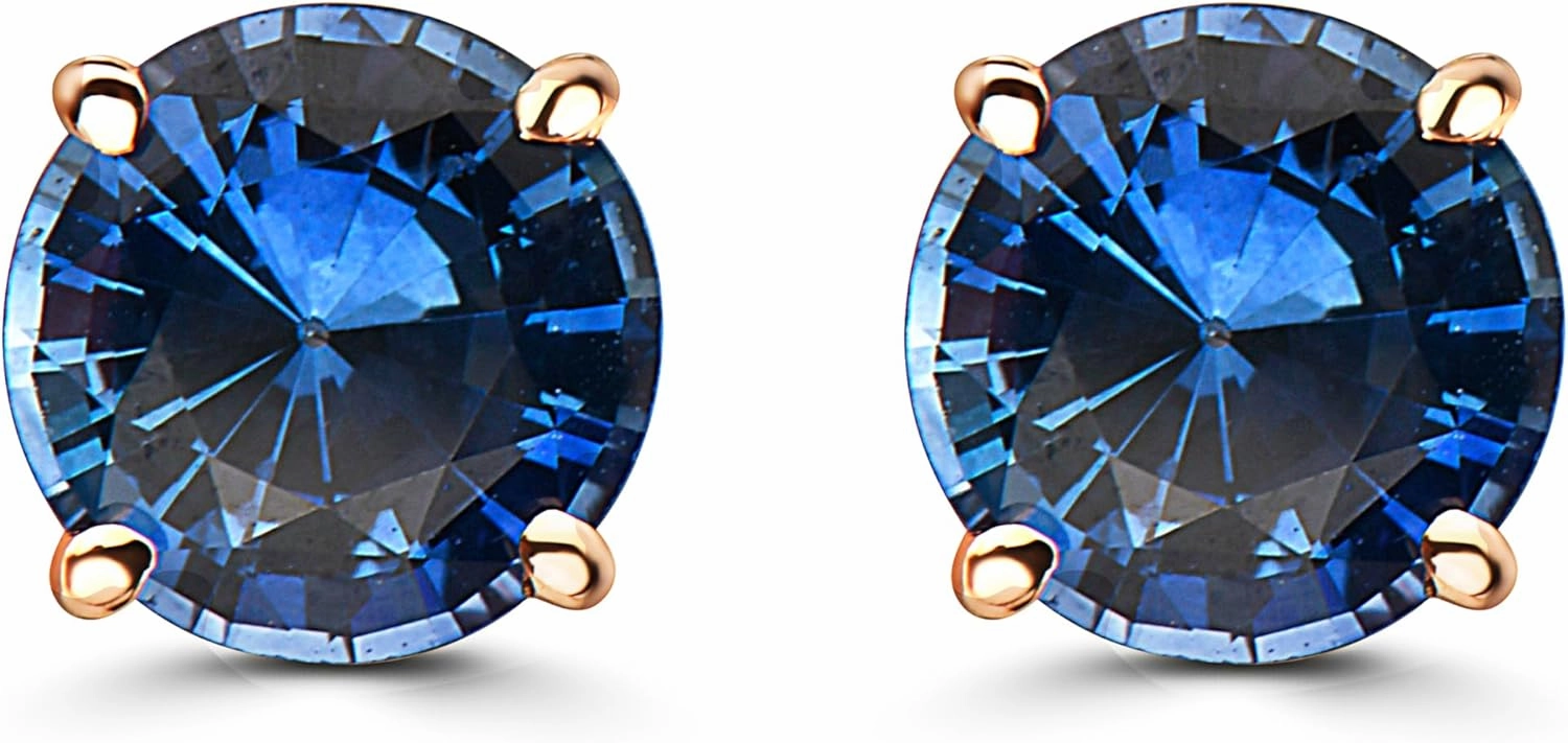 Le Vian Gemstone Round Stud Earrings for Women | 14k Gold Studs for Her in Classic Prong Setting | Elegant Earrings Push Back