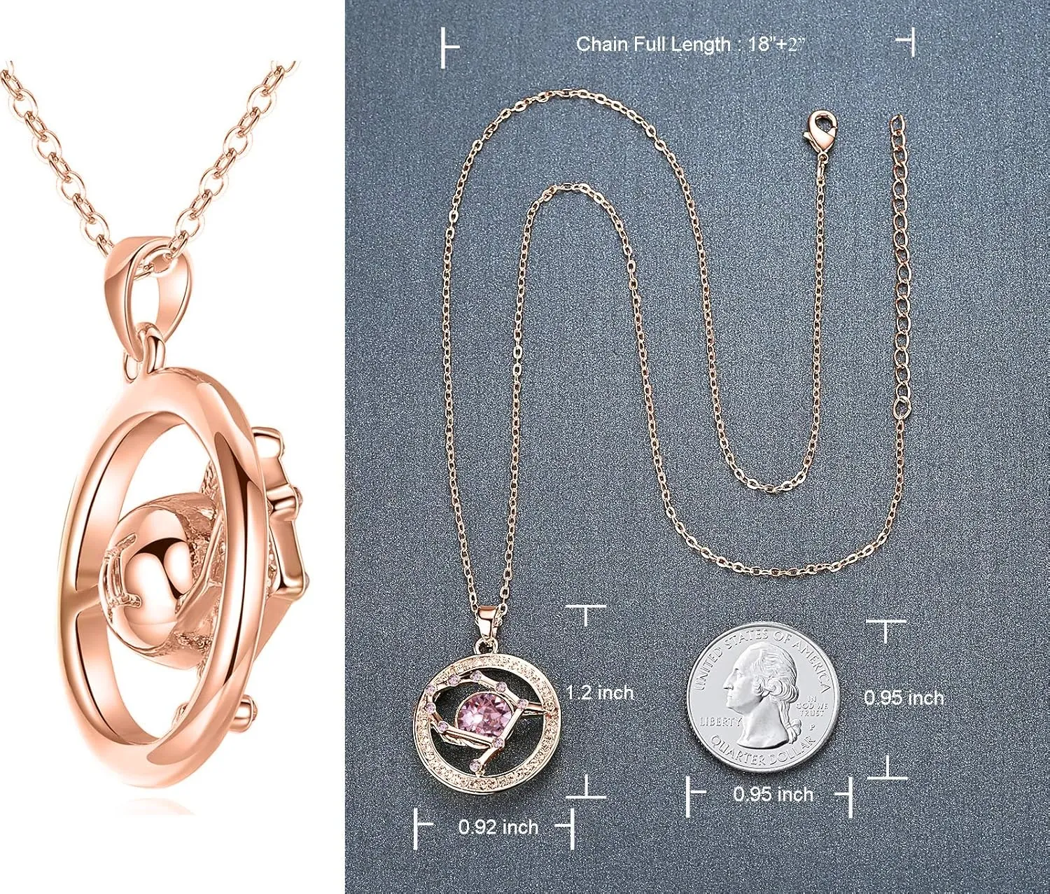Leafael "Superstar Zodiac Constellation Pendant Necklace Made with Premium Crystal Horoscope Jewelry, Gold or Rose Gold Plated, 18"  2"