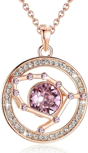 Leafael "Superstar Zodiac Constellation Pendant Necklace Made with Premium Crystal Horoscope Jewelry, Gold or Rose Gold Plated, 18"  2"