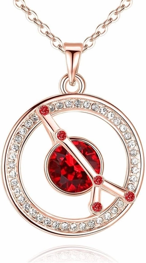 Leafael "Superstar Zodiac Constellation Pendant Necklace Made with Premium Crystal Horoscope Jewelry, Gold or Rose Gold Plated, 18"  2"