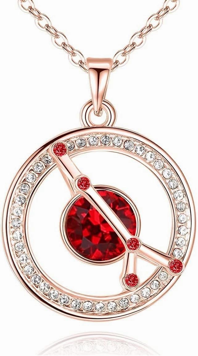 Leafael "Superstar Zodiac Constellation Pendant Necklace Made with Premium Crystal Horoscope Jewelry, Gold or Rose Gold Plated, 18"  2"