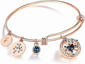 Leafael Superstar Zodiac Expandable Bangle Bracelet Made with Premium Crystals Horoscope Constellation October November Birthstone Topaz Brown Jewelry, Rose Gold Plated, 7"