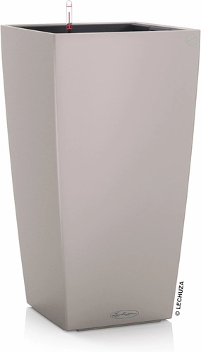 Lechuza 13128 Cubico Color 22 Self-Watering Planter for Indoor and Outdoor Use, 9" x 9" x 16", Sand Brown