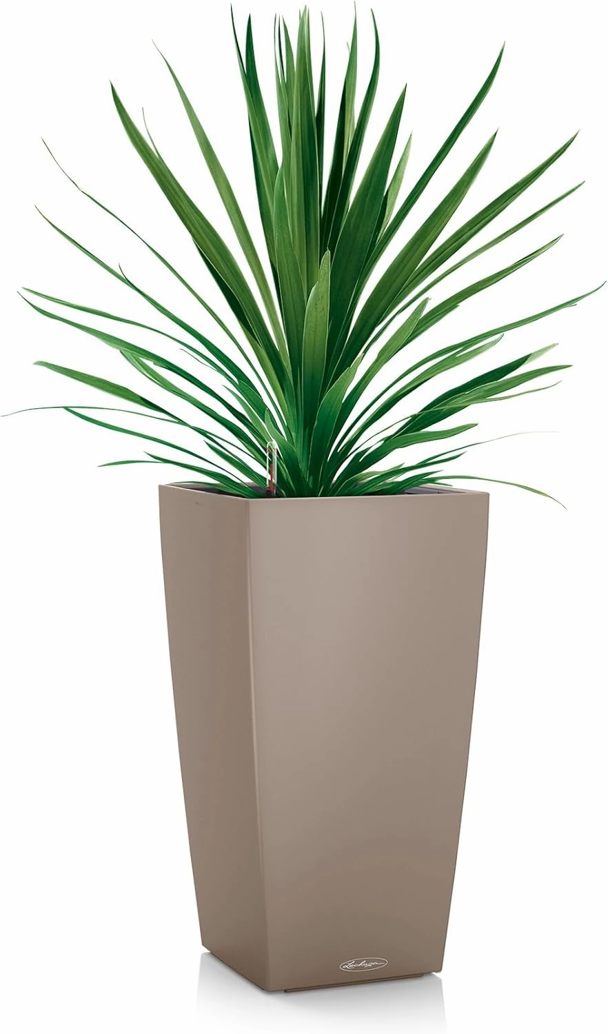 Lechuza 13128 Cubico Color 22 Self-Watering Planter for Indoor and Outdoor Use, 9" x 9" x 16", Sand Brown