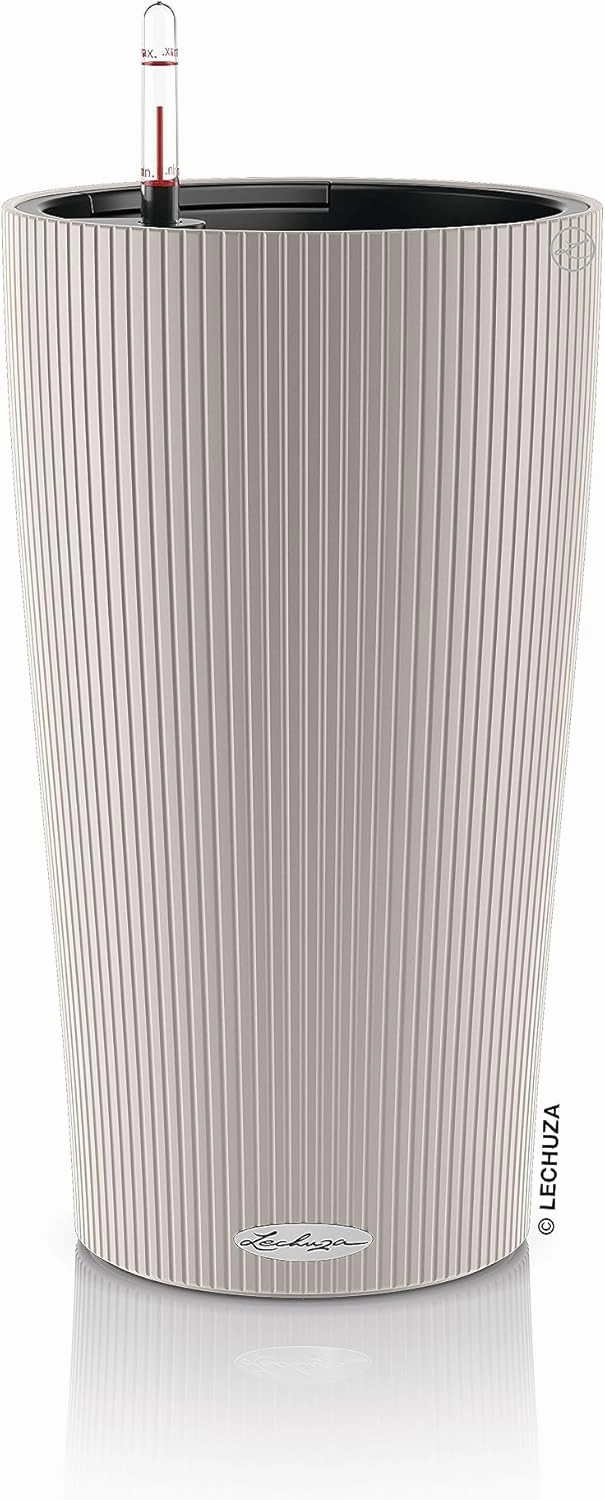 Lechuza 13948 Clindro 23 Self-Watering Planter for Indoor and Outdoor Use, 9" x 16", Sand Brown