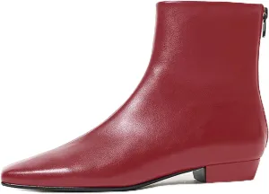 LEMUTISME Women's Stylish Square Toe Matte Leather/Suede/Animal Pattern Comfort Casual Low Flat Heel Dress Chelsea Ankle Booties