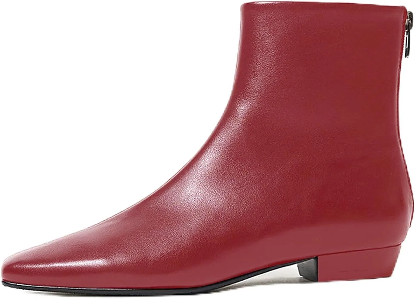 LEMUTISME Women's Stylish Square Toe Matte Leather/Suede/Animal Pattern Comfort Casual Low Flat Heel Dress Chelsea Ankle Booties