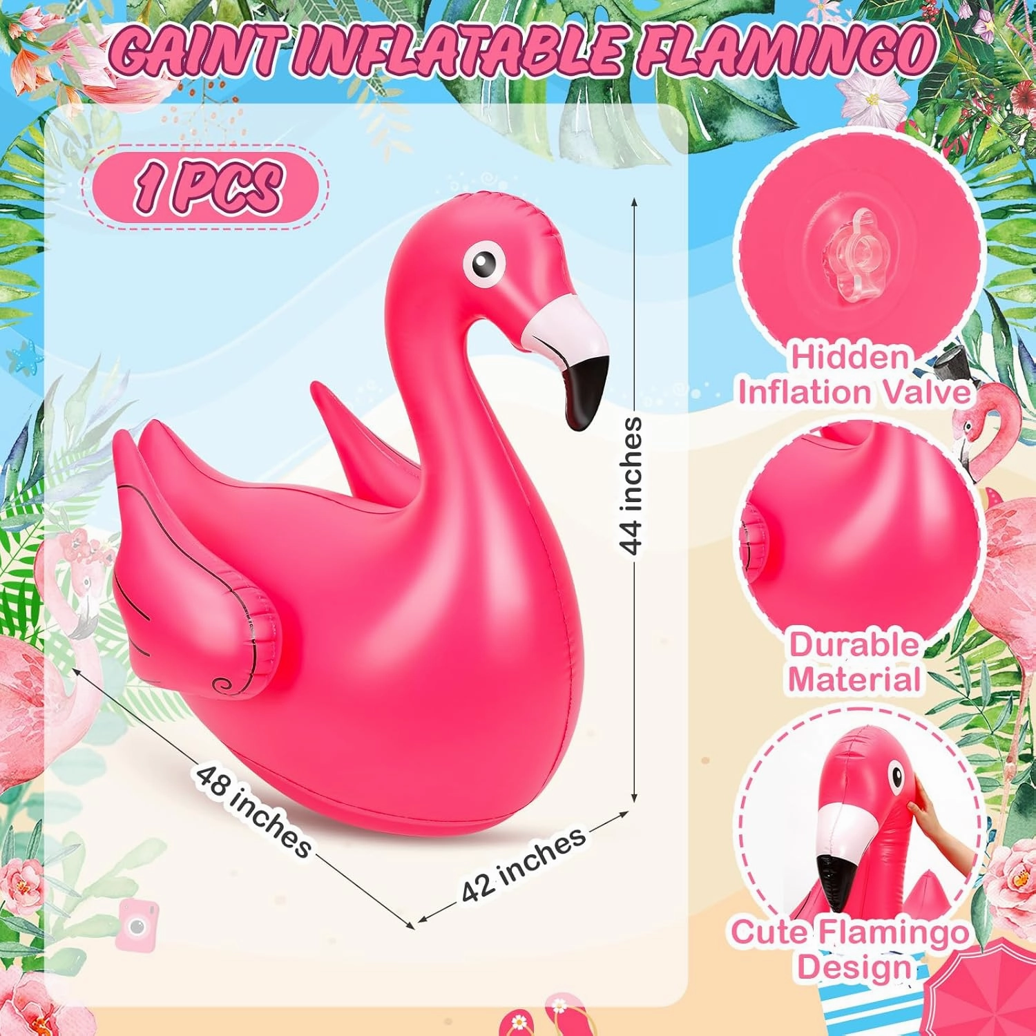 Lenwen 4 Feet Giant Inflatable Duck Large Patriotic Blow up Rubber Ducks Summer Pool Float Tube Favor with Fast Valve for Beach Swimming Pool Outdoor Yard Garden Birthday Party Decor