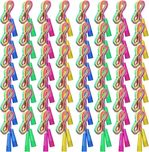 Leyndo 100 Pack Rainbow Jump Rope Set Jumping Ropes Nylon Kids Jump Rope Vibrant Skipping Rope for Boys and Girls Outdoor Fun Party Favors Physical Education, 7.2 Feet