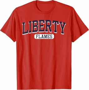 Liberty Flames Bar Logo Red Officially Licensed T-Shirt