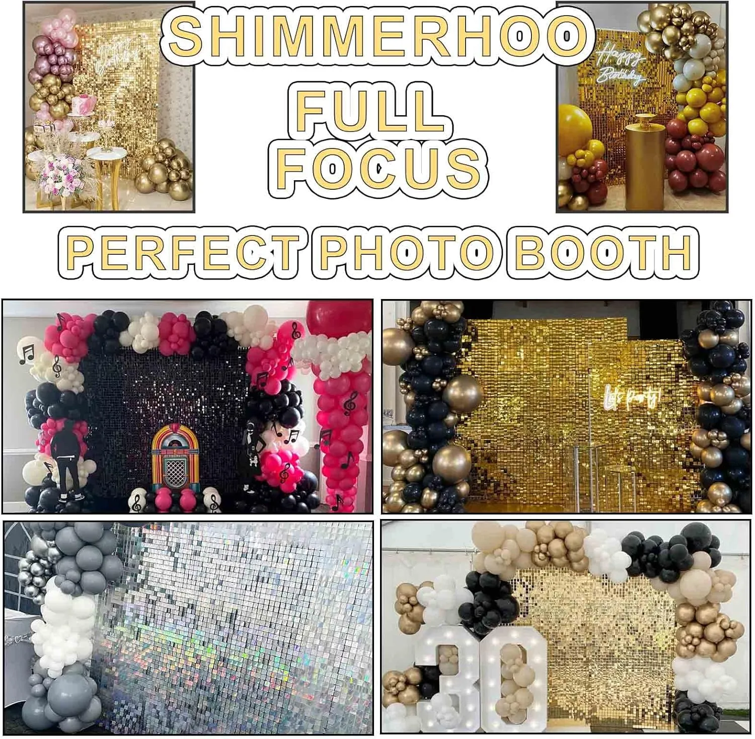 Light Gold Shimmer Wall Backdrop Panel - Decorations Panel | Wedding, Birthday, Anniversary, Engagement & Bridal Shower Party Decor (15pcs)