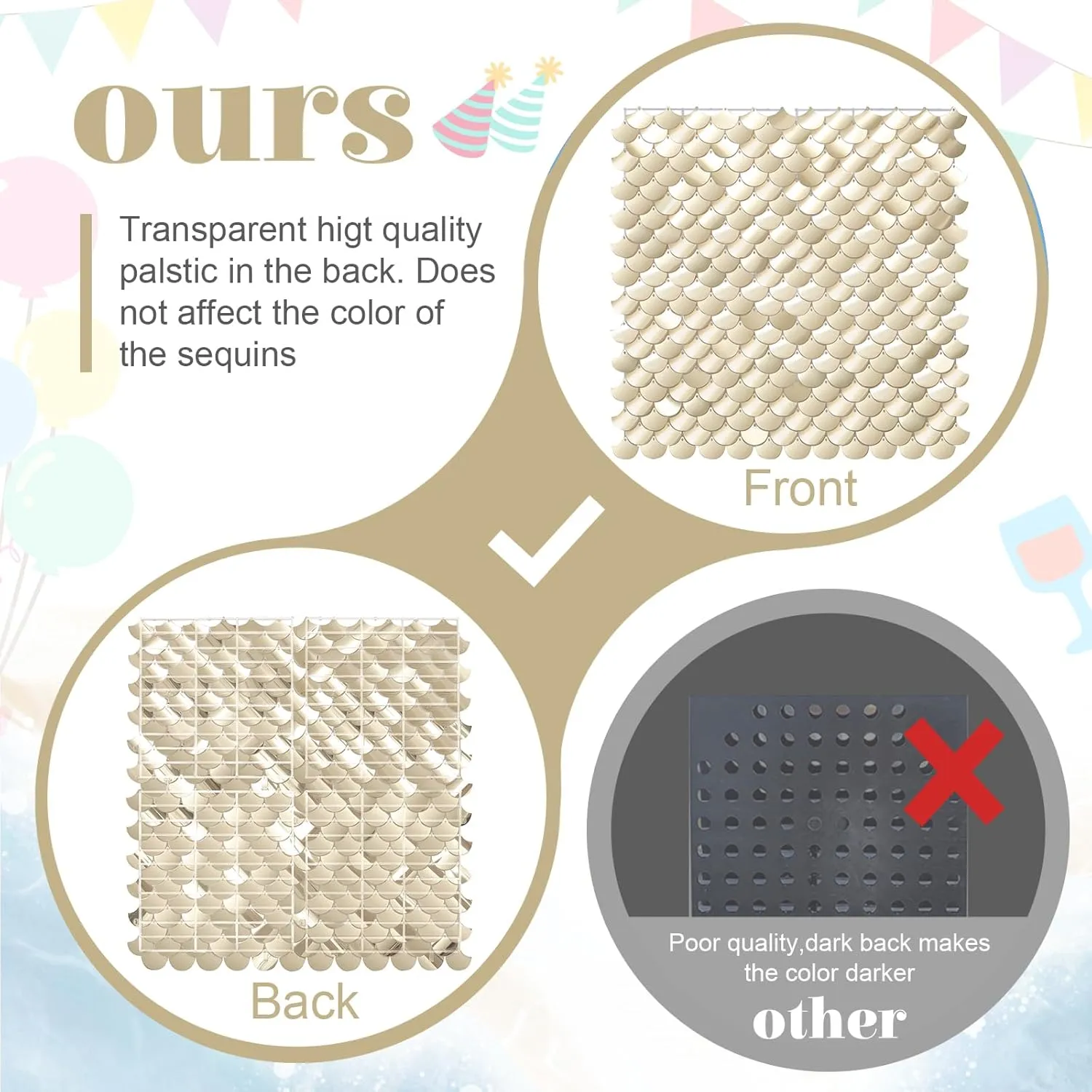 Light Gold Shimmer Wall Backdrop Sequin Wall Panel Backdrop for Birthday Wedding Engagement Mermaid Wall Disco Backdrop Decoration（12 Panels）
