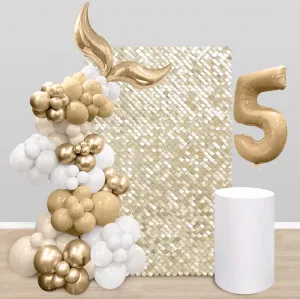 Light Gold Shimmer Wall Backdrop Sequin Wall Panel Backdrop for Birthday Wedding Engagement Mermaid Wall Disco Backdrop Decoration（12 Panels）