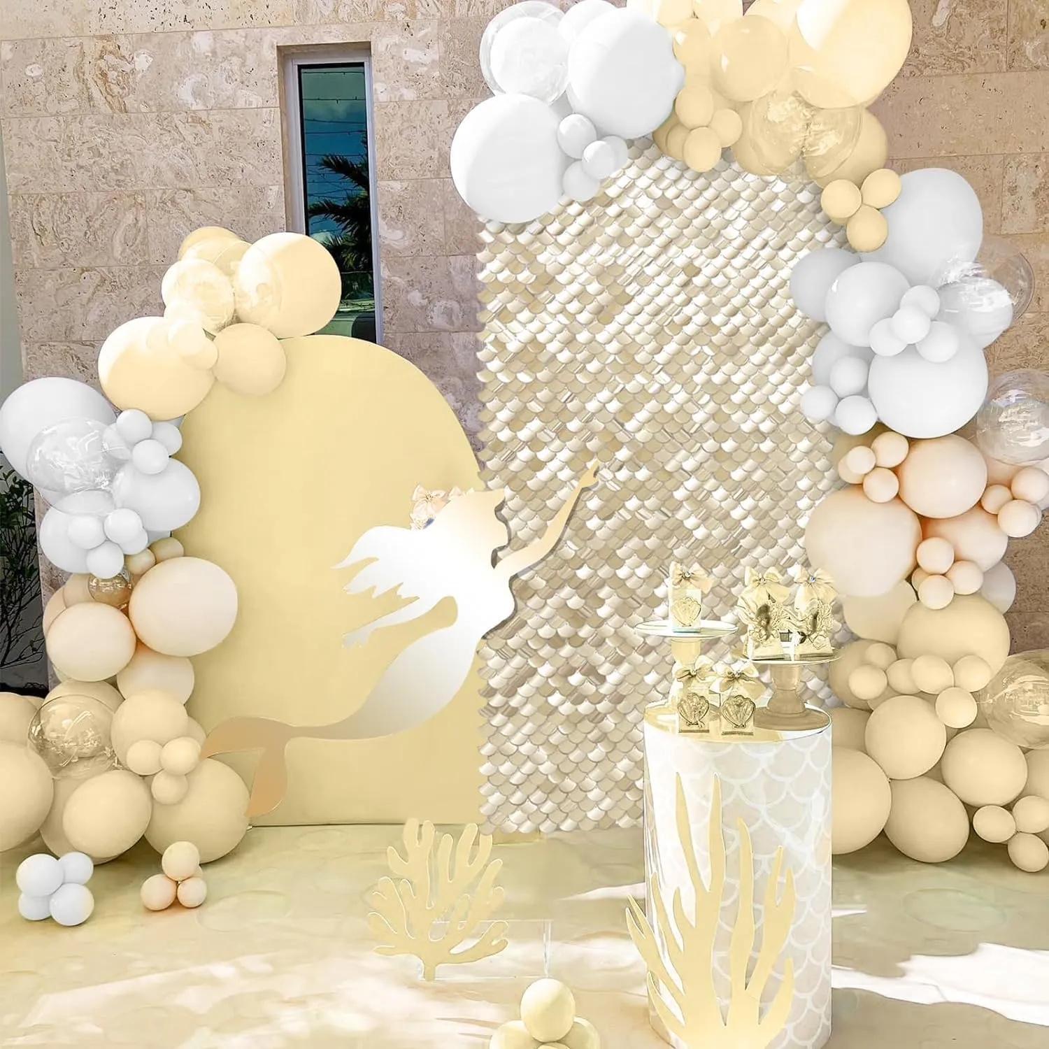 Light Gold Shimmer Wall Backdrop Sequin Wall Panel Backdrop for Birthday Wedding Engagement Mermaid Wall Disco Backdrop Decoration（12 Panels）
