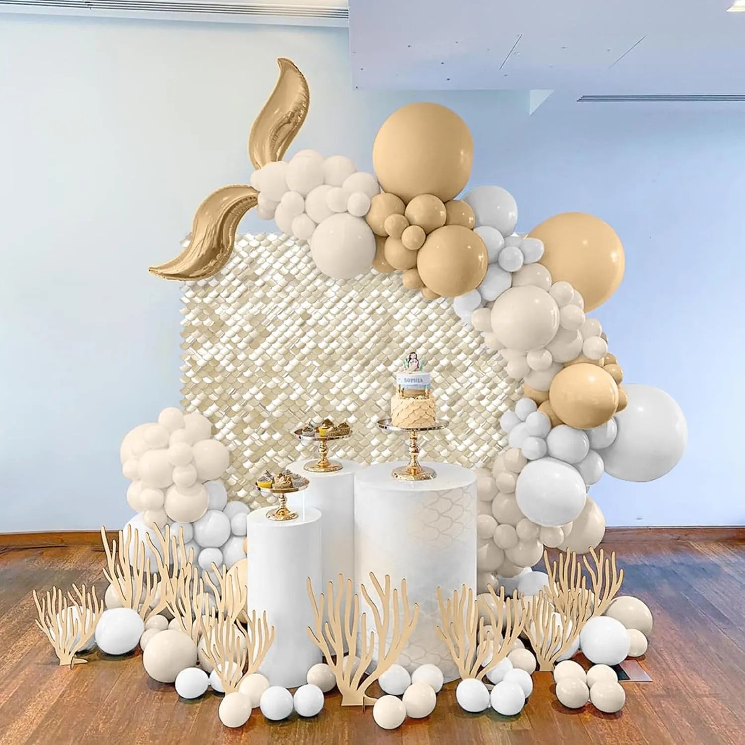 Light Gold Shimmer Wall Backdrop Sequin Wall Panel Backdrop for Birthday Wedding Engagement Mermaid Wall Disco Backdrop Decoration（12 Panels）