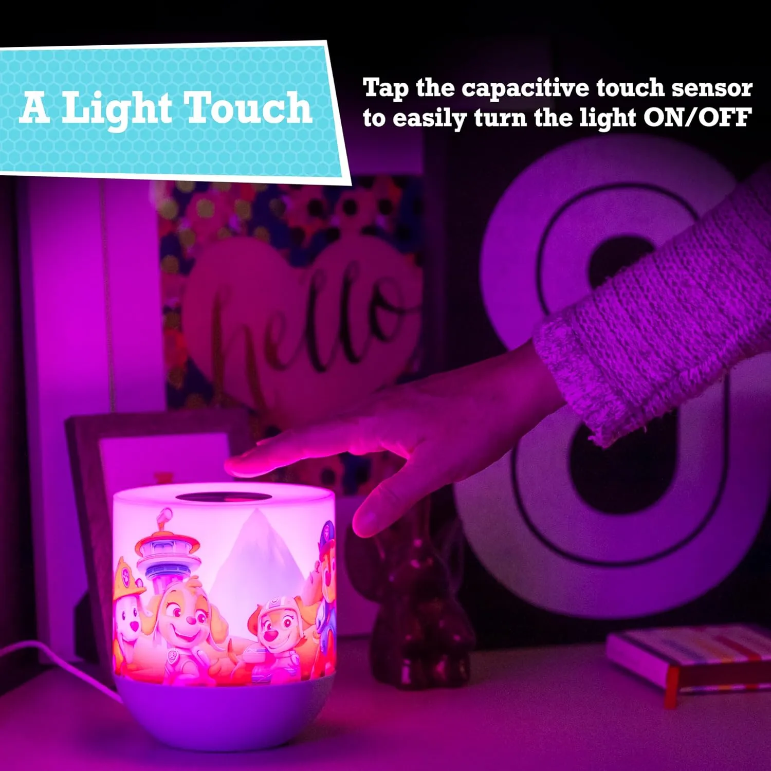 Lights By Night Paw Patrol Tabetop Lamp Color-Changing Dimmable White Light Color-Changing - Ideal for Children's Bedroom, Bathroom, Playroom - USB Powered - 81918