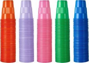 Lilymicky 500 Pack 7 oz Plastic Cups, Disposable Party Drinking Cups in Assorted Colors, 5 Colors, Perfect for Picnics, Celebrations and Christmas Day