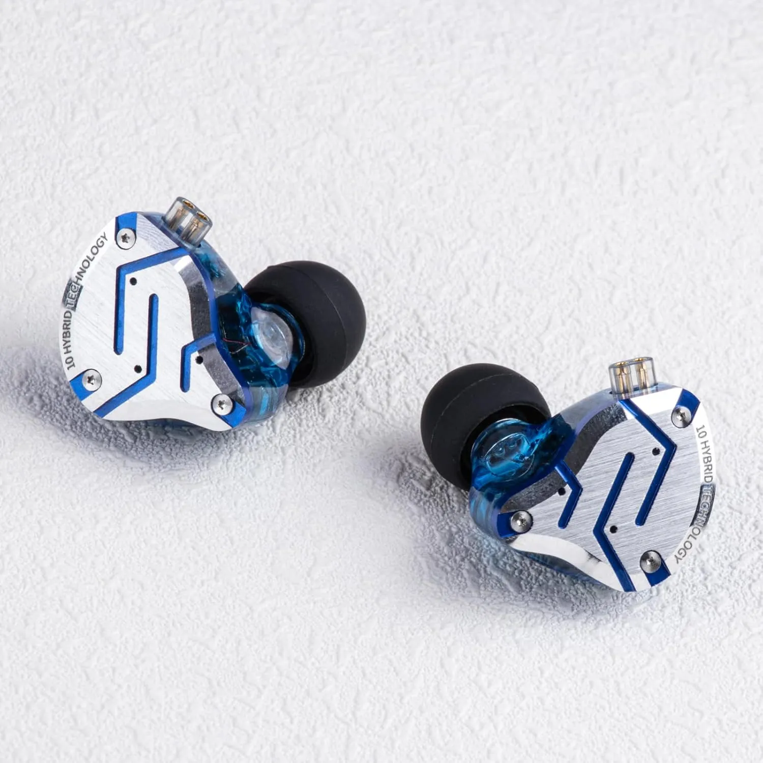 Linsoul KZ ZS10 Pro, 4BA 1DD 5 Driver in Ear Monitor, HiFi Wired Earbuds, Gaming Earbuds, Hybrid IEM Earphones with Stainless Steel Faceplate, Detachable Cable for Musician(Without Mic, Glare Blue)