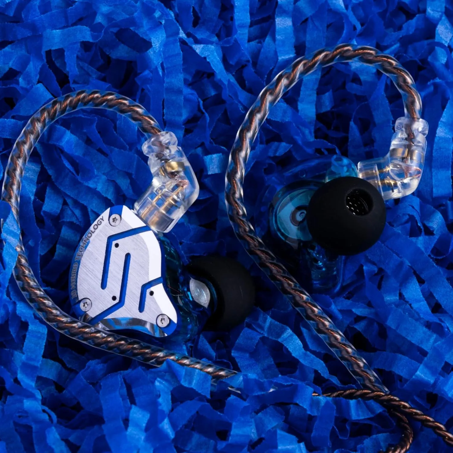 Linsoul KZ ZS10 Pro, 4BA 1DD 5 Driver in Ear Monitor, HiFi Wired Earbuds, Gaming Earbuds, Hybrid IEM Earphones with Stainless Steel Faceplate, Detachable Cable for Musician(Without Mic, Glare Blue)
