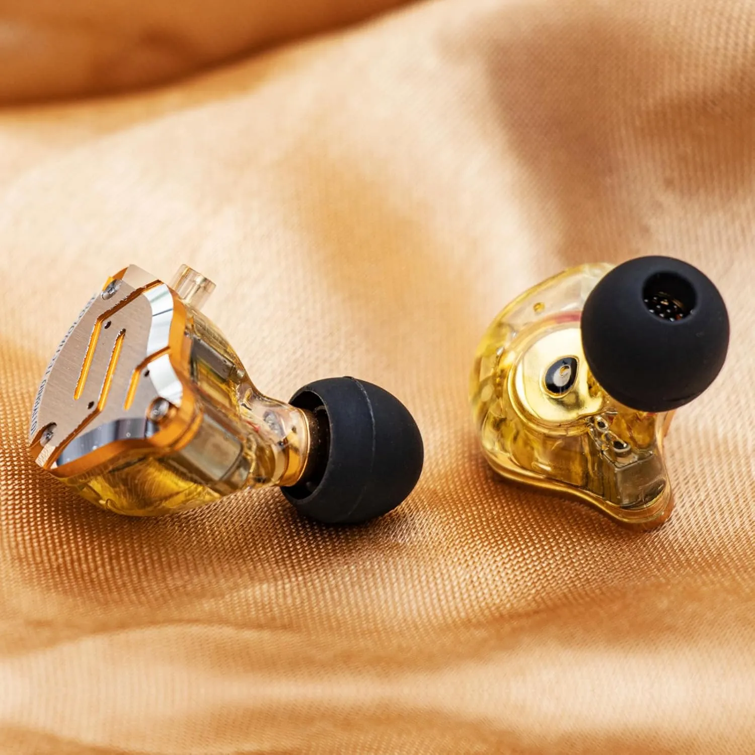Linsoul KZ ZS10 Pro, 4BA 1DD 5 Driver in Ear Monitor, HiFi Wired Earbuds, Gaming Earbuds, Hybrid IEM Earphones with Stainless Steel Faceplate, Detachable Cable for Musician(Without Mic, Glare Yellow)