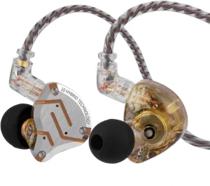 Linsoul KZ ZS10 Pro, 4BA 1DD 5 Driver in Ear Monitor, HiFi Wired Earbuds, Gaming Earbuds, Hybrid IEM Earphones with Stainless Steel Faceplate, Detachable Cable for Musician(Without Mic, Glare Yellow)