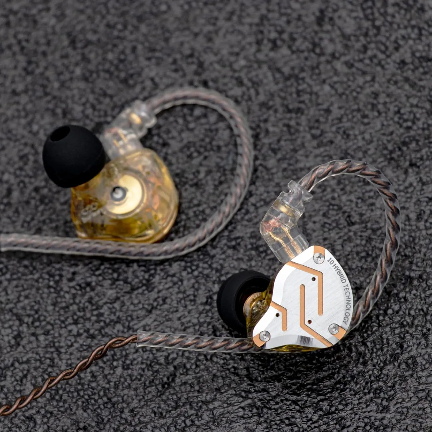Linsoul KZ ZS10 Pro, 4BA 1DD 5 Driver in Ear Monitor, HiFi Wired Earbuds, Gaming Earbuds, Hybrid IEM Earphones with Stainless Steel Faceplate, Detachable Cable for Musician(Without Mic, Glare Yellow)