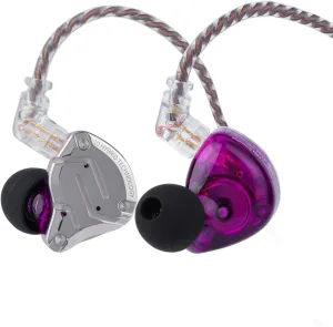 Linsoul KZ ZS10 Pro, 4BA 1DD 5 Driver in Ear Monitor, HiFi Wired Earbuds, Gaming Earbuds, Hybrid IEM Earphones with Stainless Steel Faceplate, Detachable Cable for Musician(Without Mic, Purple)