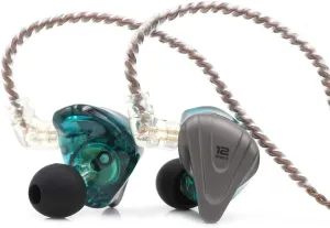 Linsoul KZ ZSX 5BA 1DD 6 Driver Hybrid in-Ear HiFi Earphones with Zinc Alloy Faceplate, Recessed 2 Pin Detachable Cable for Audiophile Musician (with Mic, Cyan)