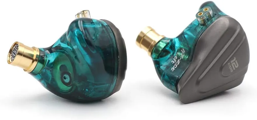Linsoul KZ ZSX 5BA 1DD 6 Driver Hybrid in-Ear HiFi Earphones with Zinc Alloy Faceplate, Recessed 2 Pin Detachable Cable for Audiophile Musician (with Mic, Cyan)