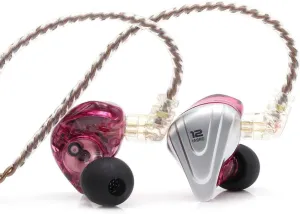 Linsoul KZ ZSX 5BA 1DD 6 Driver Hybrid in-Ear HiFi Earphones with Zinc Alloy Faceplate, Recessed 2 Pin Detachable Cable for Audiophile Musician (with Mic, Purple)