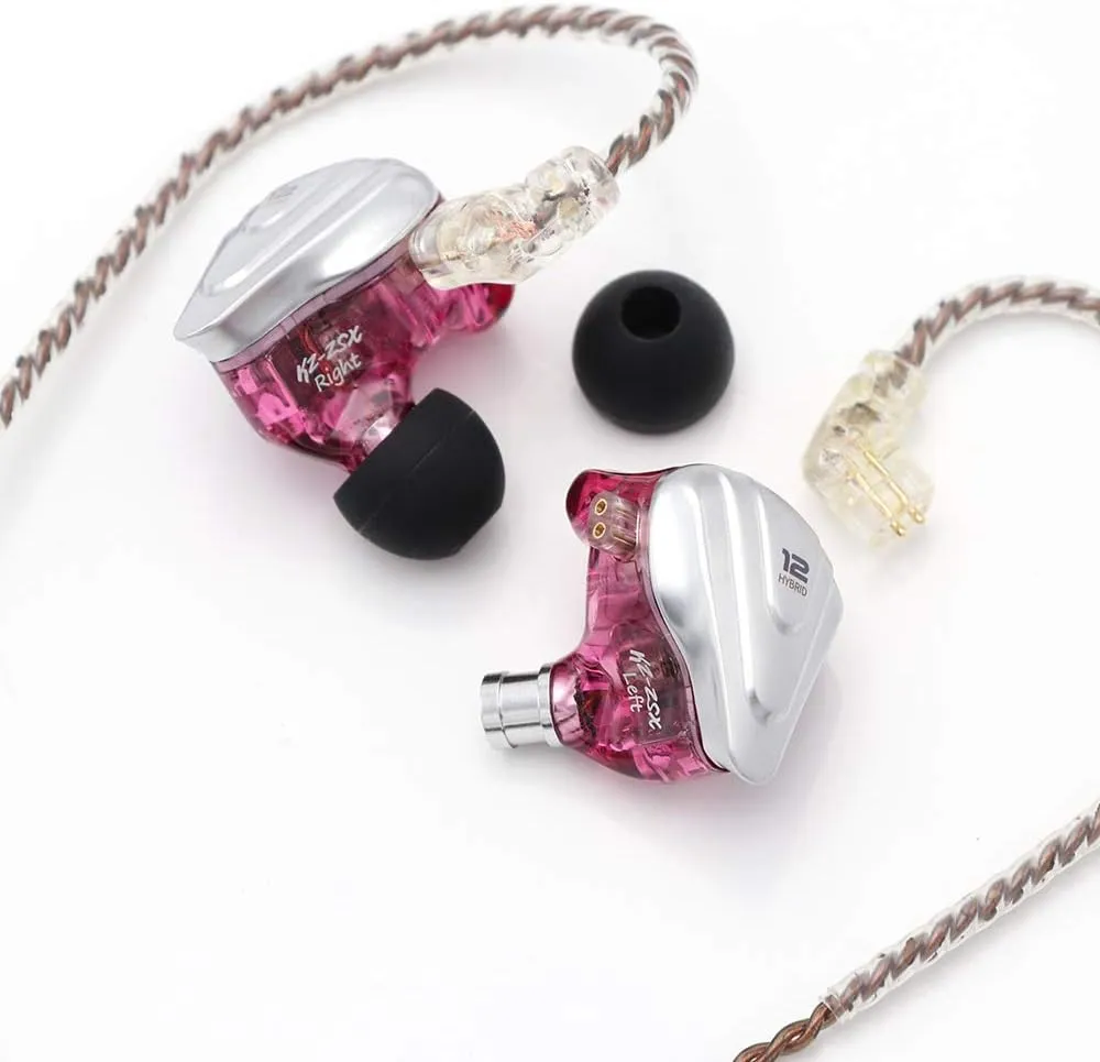 Linsoul KZ ZSX 5BA 1DD 6 Driver Hybrid in-Ear HiFi Earphones with Zinc Alloy Faceplate, Recessed 2 Pin Detachable Cable for Audiophile Musician (with Mic, Purple)
