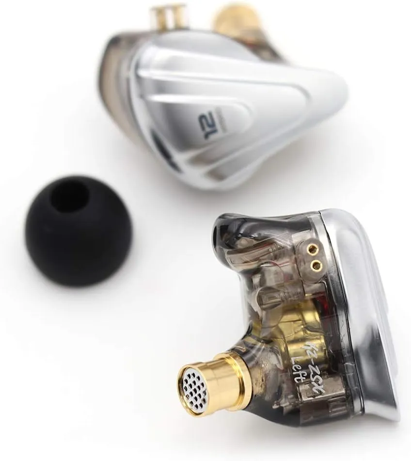 Linsoul KZ ZSX 5BA 1DD 6 Driver Hybrid in-Ear HiFi Earphones with Zinc Alloy Faceplate, Recessed 2 Pin Detachable Cable for Audiophile Musician (Without Mic, Black)